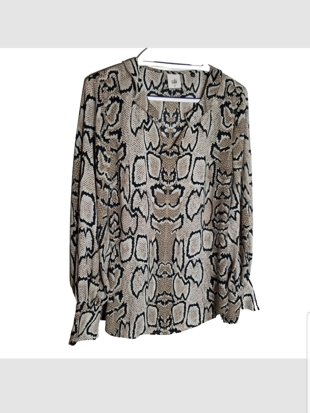 Cabi Top Women's Size Medium Serpentine Snake Print Blouse Black Brown White